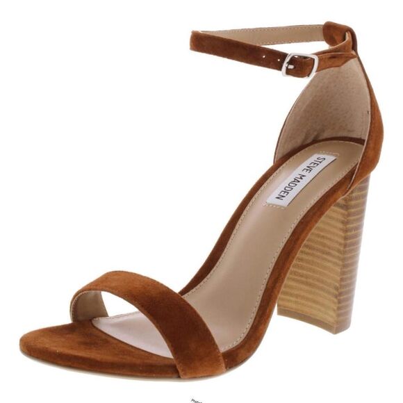 Steve Madden Chestnut Brown Carrson Dress Sandal Block Heel - Picture 1 of 12
